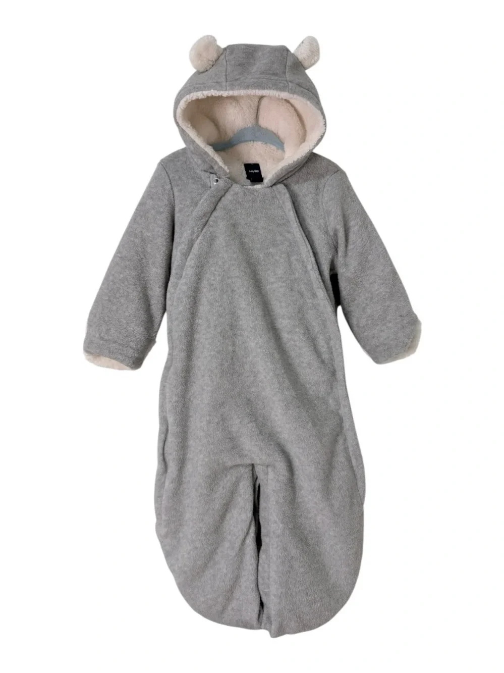 Baby Gap Gray Sherpa Bunting Snowsuit Bear Ears Hood 6-12 Months Winter Coat